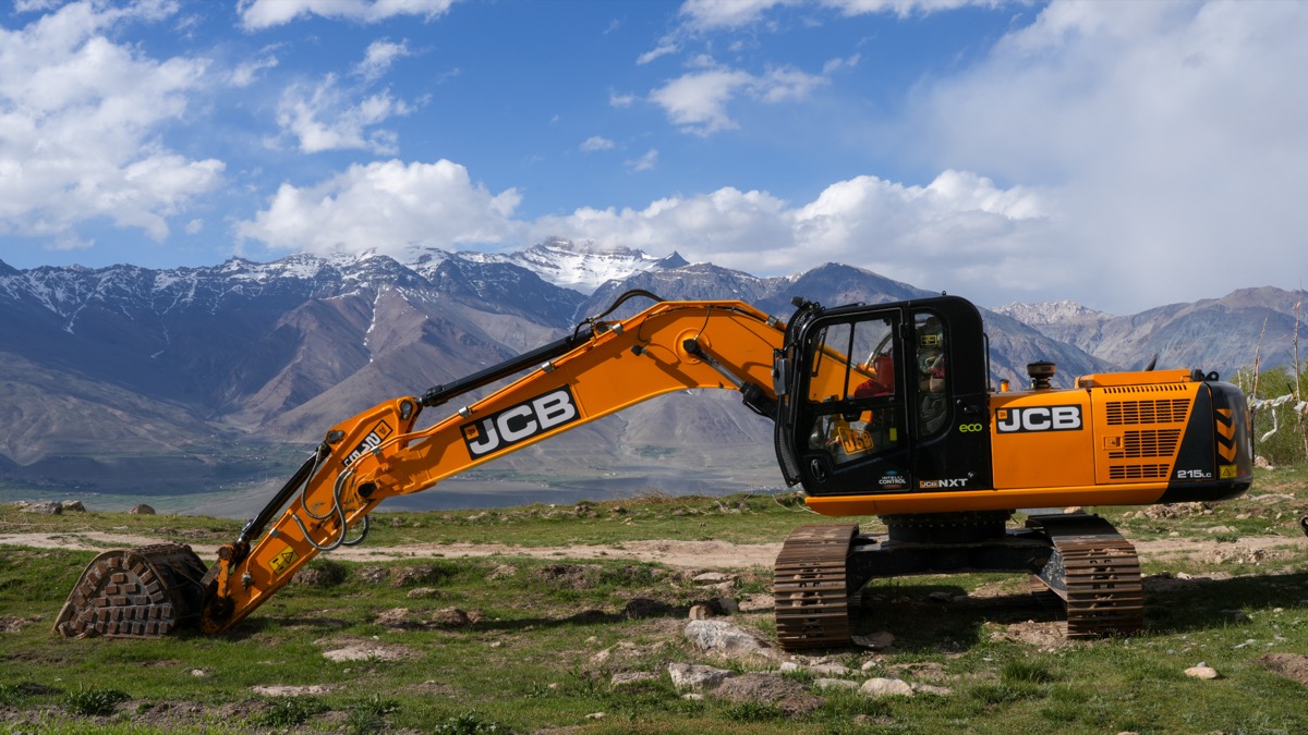 Excavator loading a truck